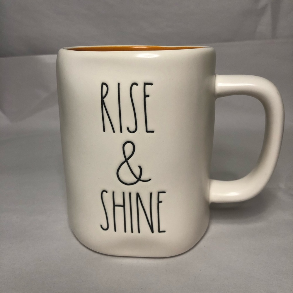 🆕 Rae Dunn "RISE AND SHINE" Mug With Orange🟠 Interior (RARE)